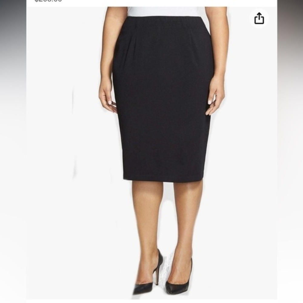 Eileen Fisher System Black Viscose Ponte Stretch Pencil Skirt | M